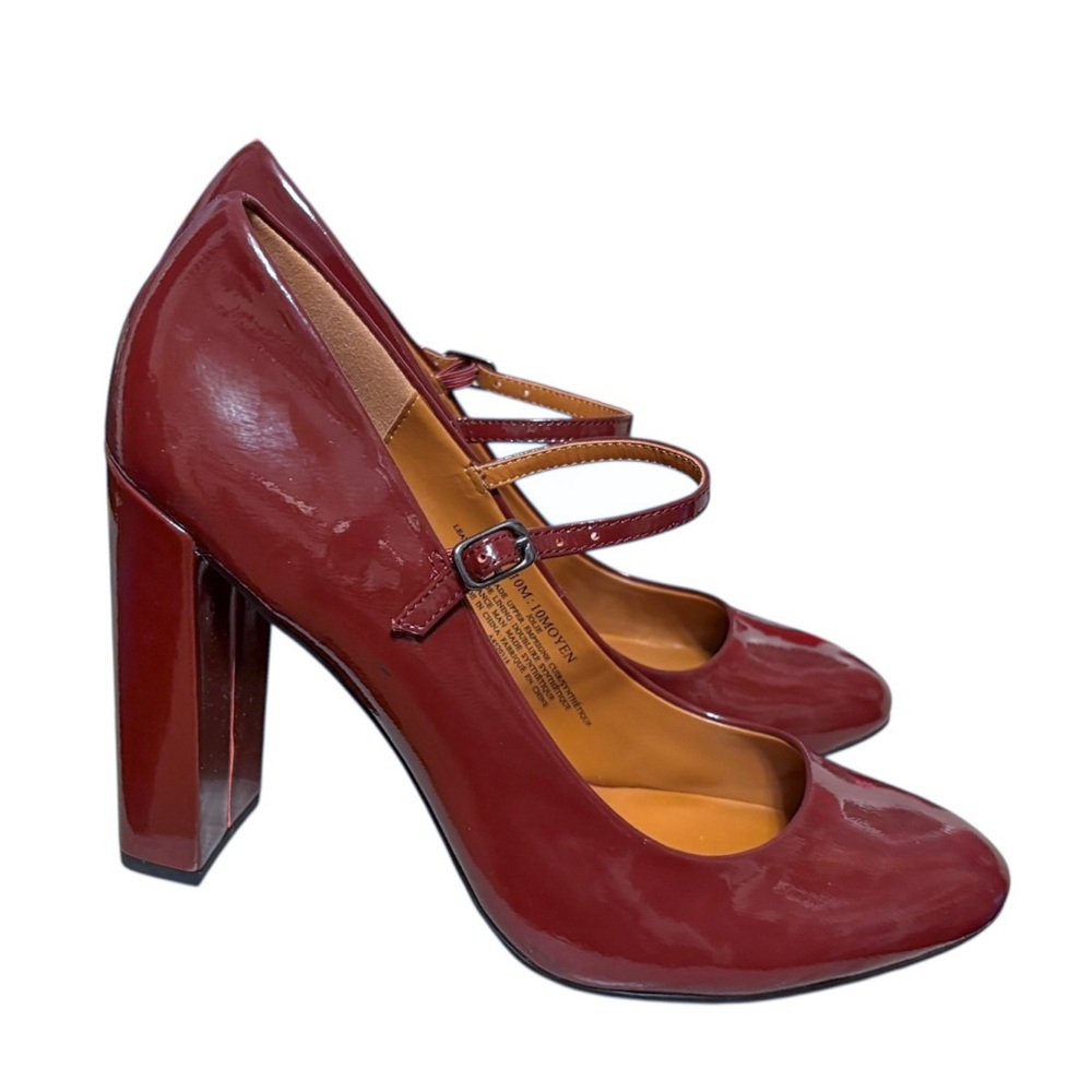 H Halston Patent Leather Mary Jane High Block Heeled Pumps - Picture 5 of 9